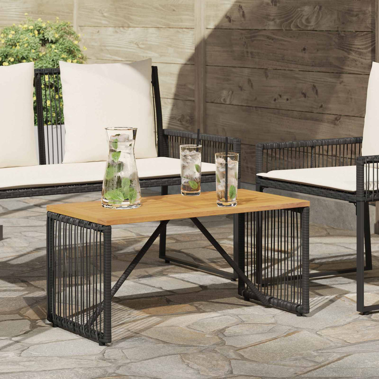 vidaXL Tuin Tafel Zwart en Bruin 80 x 40 x 40 cm poly rattan