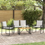 vidaXL Outdoor Lounge Set with Cushions 5 pcs Black and White