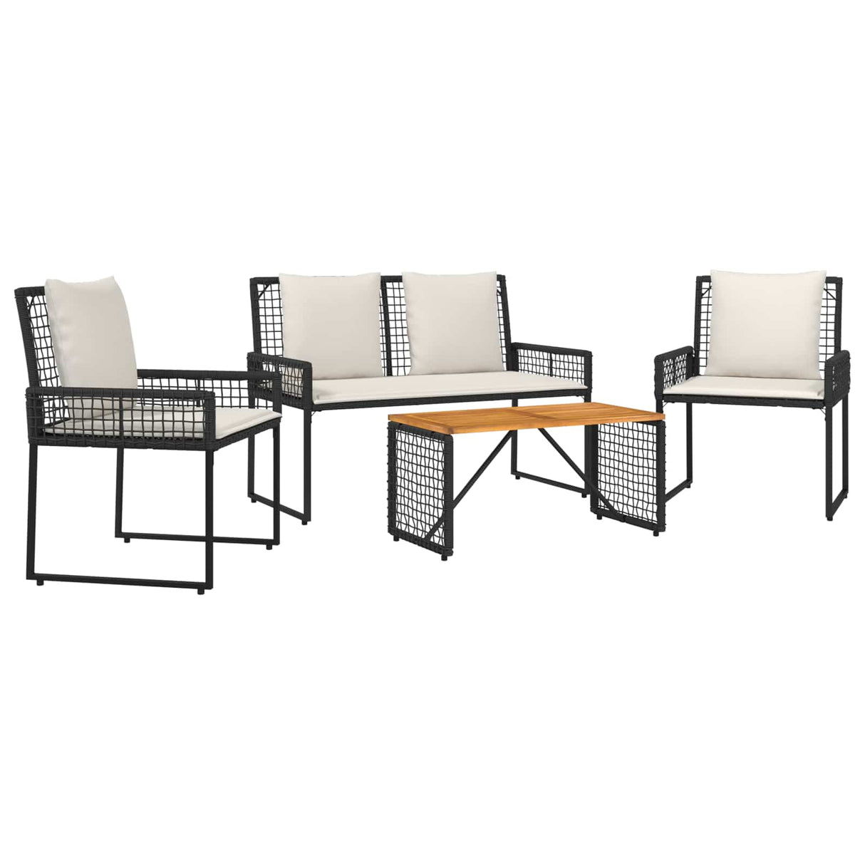vidaXL Outdoor Lounge Set with Cushions 5 pcs Black and White