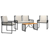 vidaXL Outdoor Lounge Set with Cushions 5 pcs Black and White