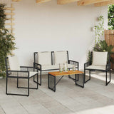 vidaXL Outdoor Lounge Set with Cushions 5 pcs Black and White