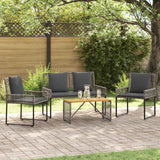 vidaXL Outdoor Lounge Set with Cushions 5 pcs Black and White