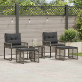 vidaXL Outdoor Lounge Set with Cushions 5 pcs Black and White