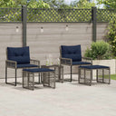 vidaXL Outdoor Lounge Set with Cushions 5 pcs Black and White