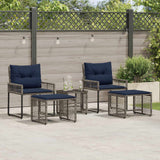 vidaXL Outdoor Lounge Set with Cushions 5 pcs Black and White