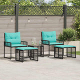 vidaXL Outdoor Lounge Set with Cushions 5 pcs Black and White