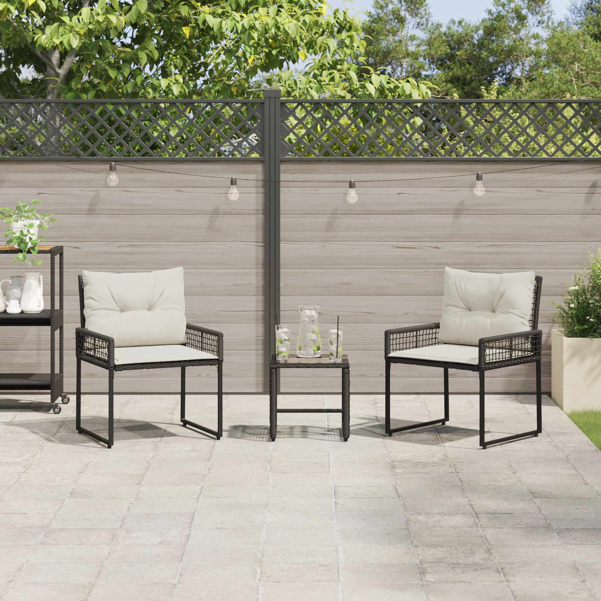 vidaXL Outdoor Lounge Set with Cushions 5 pcs Black and White