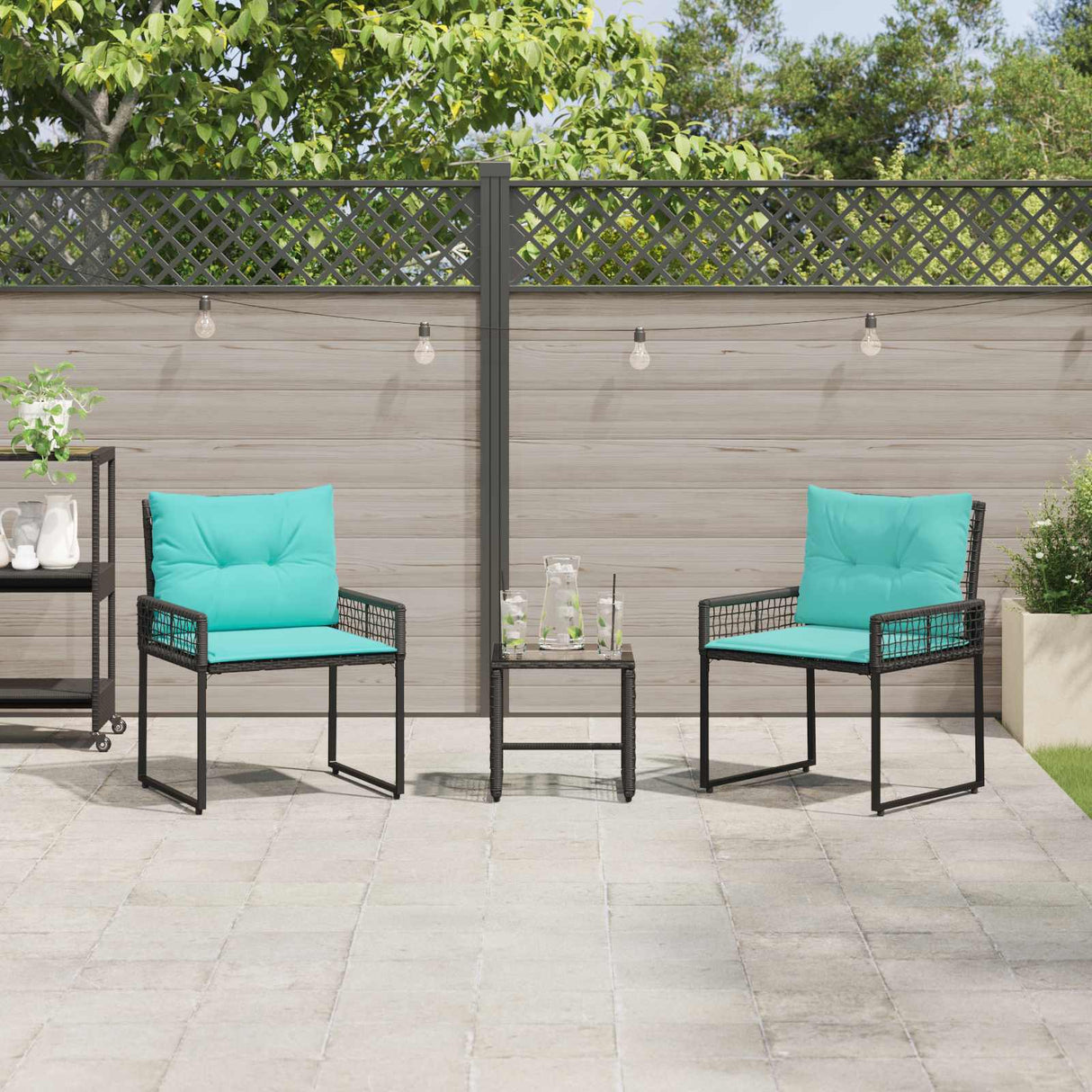 vidaXL Outdoor Lounge Set with Cushions 5 pcs Black and White