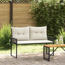 vidaXL Tuinbank Zwart en Crème Wit 118 x 55 x 82 cm PE Riet en Stof