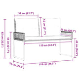 vidaXL Tuinbank Zwart en Crème Wit 118 x 55 x 82 cm PE Riet en Stof
