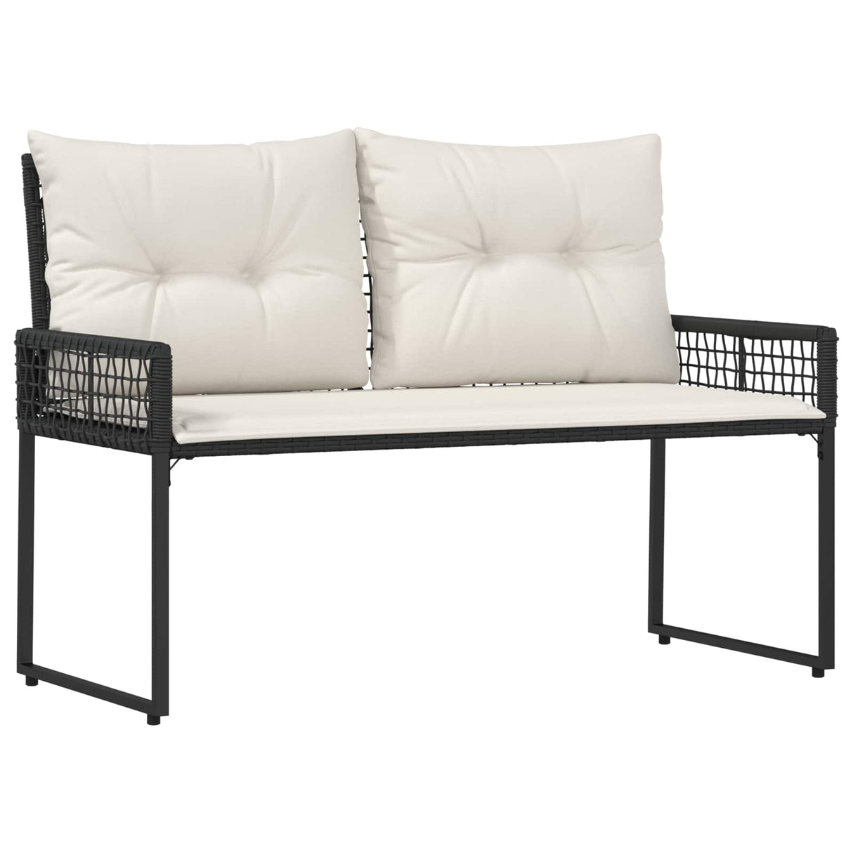 vidaXL Tuinbank Zwart en Crème Wit 118 x 55 x 82 cm PE Riet en Stof