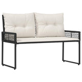 vidaXL Tuinbank Zwart en Crème Wit 118 x 55 x 82 cm PE Riet en Stof