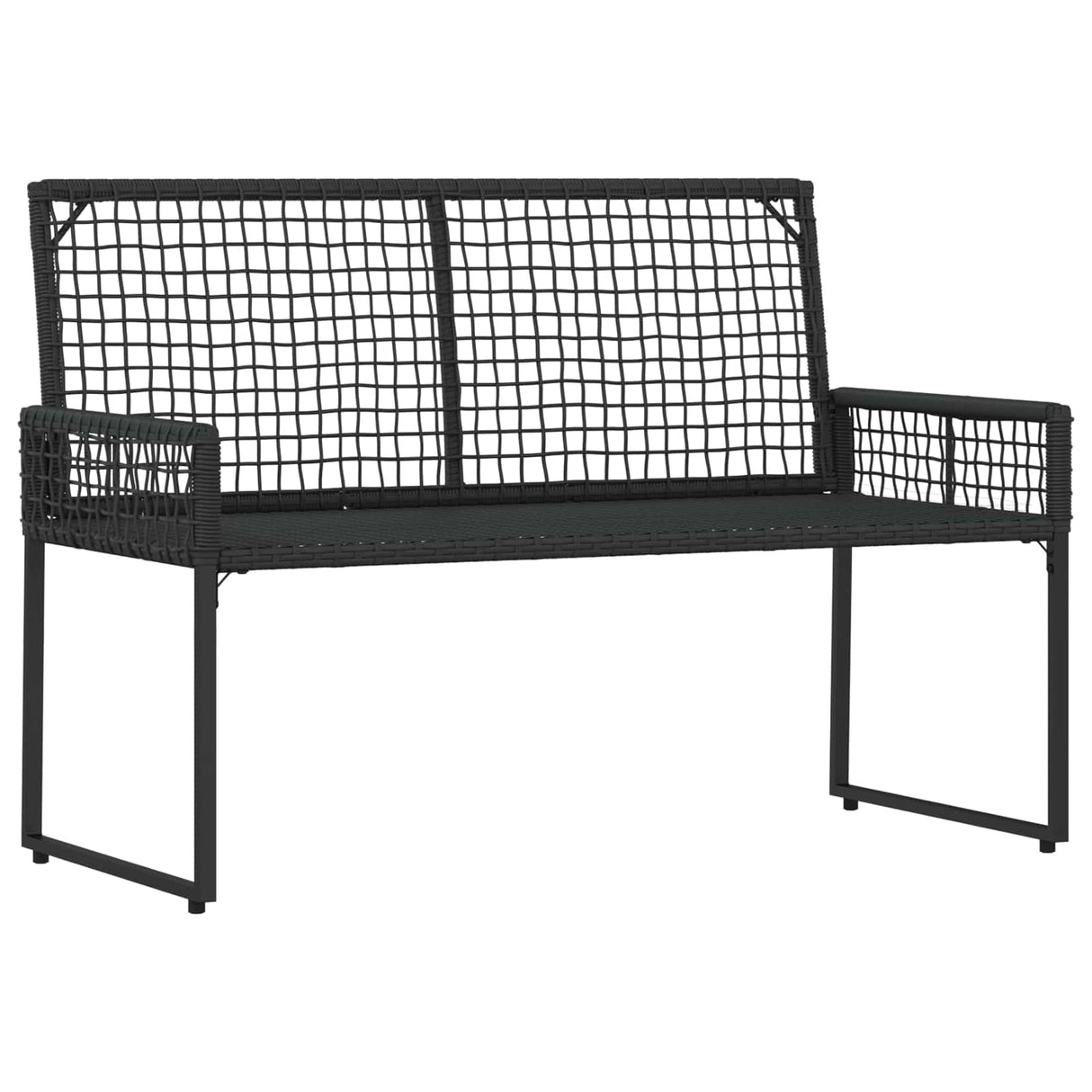 vidaXL Tuinbank Zwart en Crème Wit 118 x 55 x 82 cm PE Riet en Stof