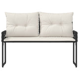 vidaXL Tuinbank Zwart en Crème Wit 118 x 55 x 82 cm PE Riet en Stof