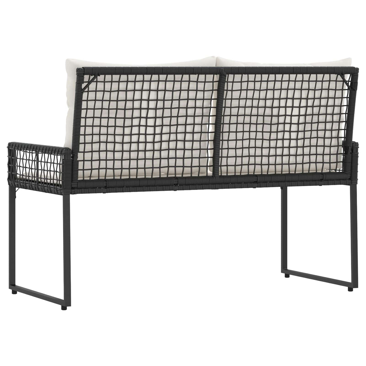vidaXL Tuinbank Zwart en Crème Wit 118 x 55 x 82 cm PE Riet en Stof