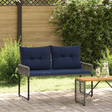 vidaXL Tuinbank Zwart en Crème Wit 118 x 55 x 82 cm PE Riet en Stof