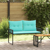 vidaXL Tuinbank Zwart en Crème Wit 118 x 55 x 82 cm PE Riet en Stof