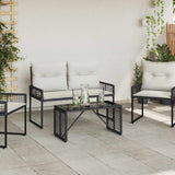 vidaXL Garden Table Black 80 x 40 x 40 cm PE Rattan and Glass