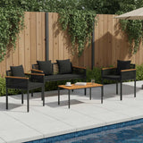 vidaXL Buitenmeubels set met kussen 4 pcs Zwart PE Riet