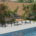 vidaXL Buitenmeubels set met kussen 4 pcs Zwart PE Riet