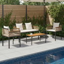 vidaXL Buitenmeubels set met kussen 4 pcs Zwart PE Riet