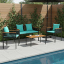 vidaXL Buitenmeubels set met kussen 4 pcs Zwart PE Riet