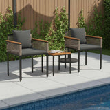 vidaXL Buitenmeubels set met kussen 4 pcs Zwart PE Riet