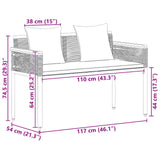 vidaXL Tuinbank met kussen Zwart 117 x 54 x 74.5 cm poly rattan