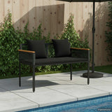 vidaXL Tuinbank met kussen Zwart 117 x 54 x 74.5 cm poly rattan