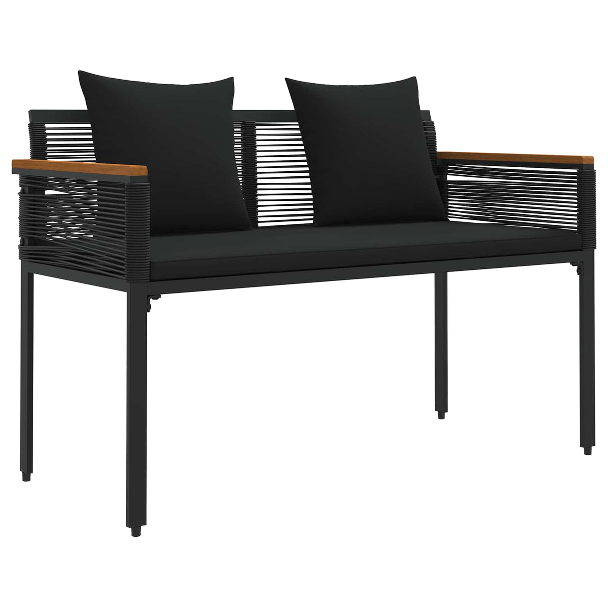 vidaXL Tuinbank met kussen Zwart 117 x 54 x 74.5 cm poly rattan