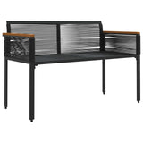 vidaXL Tuinbank met kussen Zwart 117 x 54 x 74.5 cm poly rattan