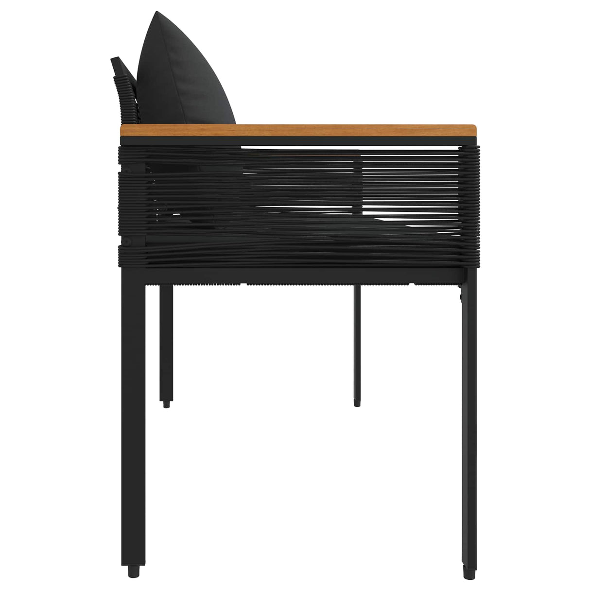 vidaXL Tuinbank met kussen Zwart 117 x 54 x 74.5 cm poly rattan