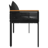 vidaXL Tuinbank met kussen Zwart 117 x 54 x 74.5 cm poly rattan