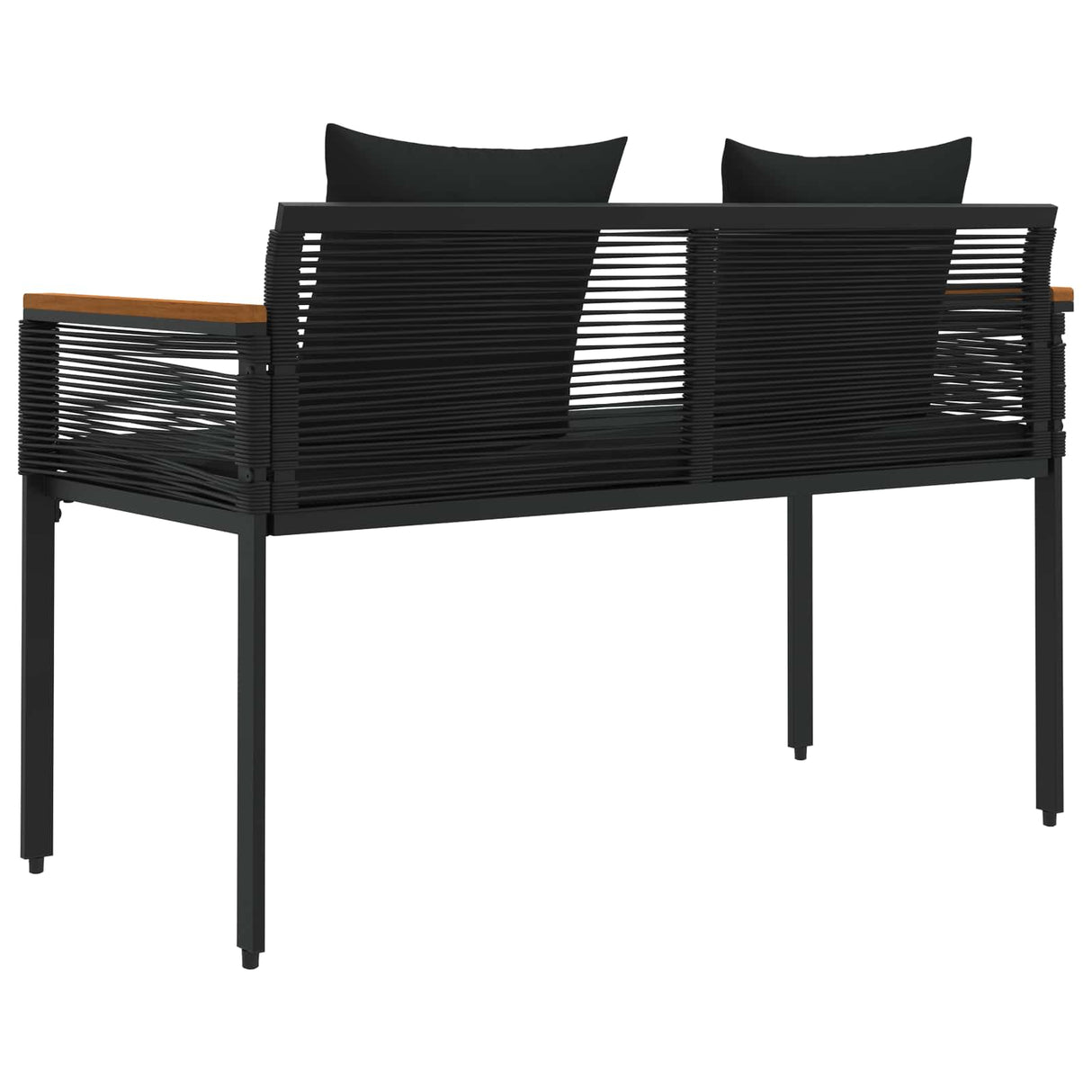 vidaXL Tuinbank met kussen Zwart 117 x 54 x 74.5 cm poly rattan