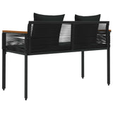 vidaXL Tuinbank met kussen Zwart 117 x 54 x 74.5 cm poly rattan