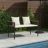 vidaXL Tuinbank met kussen Zwart 117 x 54 x 74.5 cm poly rattan