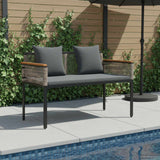 vidaXL Tuinbank met kussen Zwart 117 x 54 x 74.5 cm poly rattan