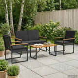 vidaXL Outdoor Lounge Set with Cushions 4 pcs Black poly rattan