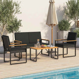 vidaXL Outdoor Lounge Set with Cushions 4 pcs Black poly rattan