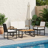 vidaXL Outdoor Lounge Set with Cushions 4 pcs Black poly rattan