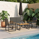 vidaXL Outdoor Lounge Set with Cushions 4 pcs Black poly rattan