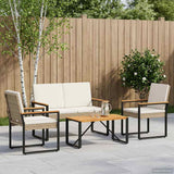 vidaXL Outdoor Lounge Set with Cushions 4 pcs Black poly rattan