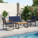 vidaXL Outdoor Lounge Set with Cushions 4 pcs Black poly rattan