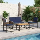 vidaXL Outdoor Lounge Set with Cushions 4 pcs Black poly rattan