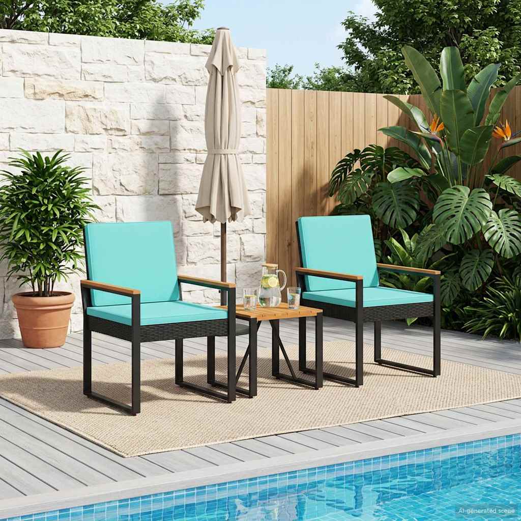 vidaXL Outdoor Lounge Set with Cushions 4 pcs Black poly rattan