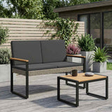vidaXL Garden Bench with Cushion Black 107 x 61 x 80 cm poly rattan