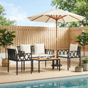 vidaXL 4-piece garden lounge set Black and Cream White poly rattan