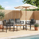 vidaXL 4-piece garden lounge set Black and Cream White poly rattan
