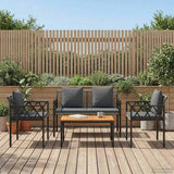 vidaXL 4-piece garden lounge set Black and Cream White poly rattan