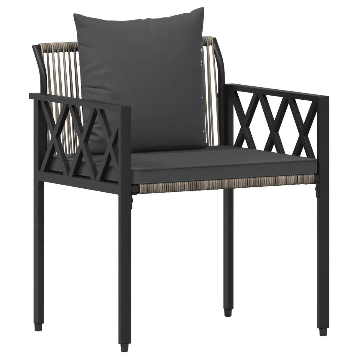 vidaXL 4-piece garden lounge set Black and Cream White poly rattan